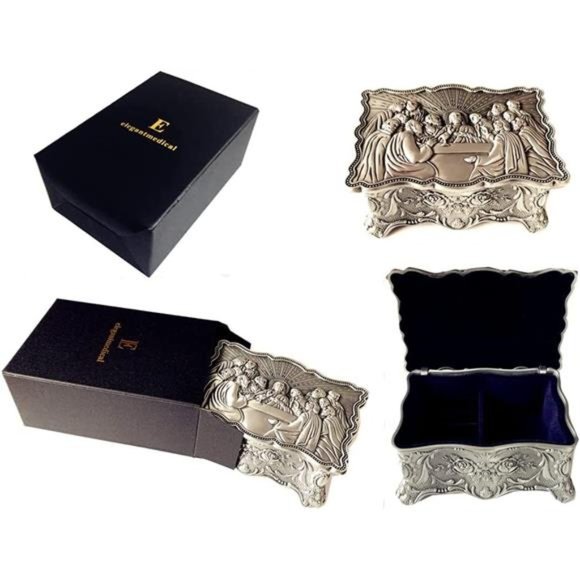 Last Supper Rosary Necklace Eucharistic box Catholic Christian Roman rosary case - Picture 2 of 7